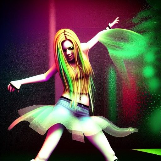 Avril Lavigne Dancing in Rain: Surreal Digital Art