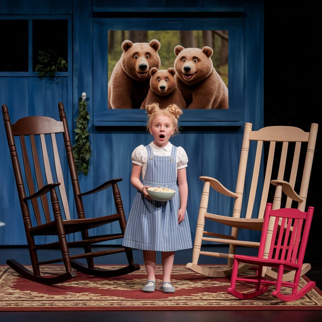Girl in Cottage with Three Rocking Chairs