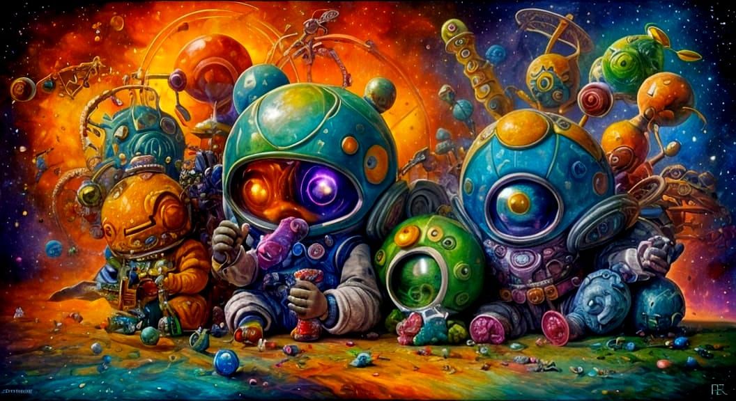 Cosmic Alien Babies' Maximalist Space Kingdom Fantasy