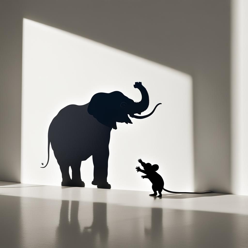 Mouse with Elephant Shadow: A Study in Contrast