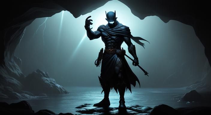 Freakazoid in Dimly Lit Cave: Hyper-Realistic Digital Art