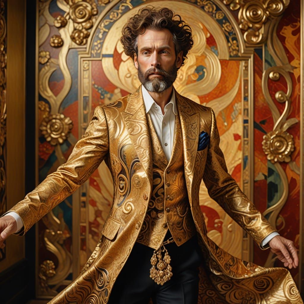 Gustav Klimt in Vibrant Art Nouveau Studio Dance