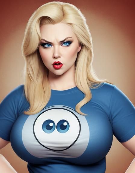 Cartoon Pinup Girl with Googly Eyes