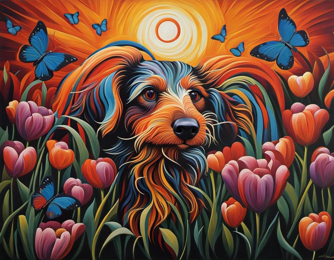 Dachshund in abstract-art  (3)