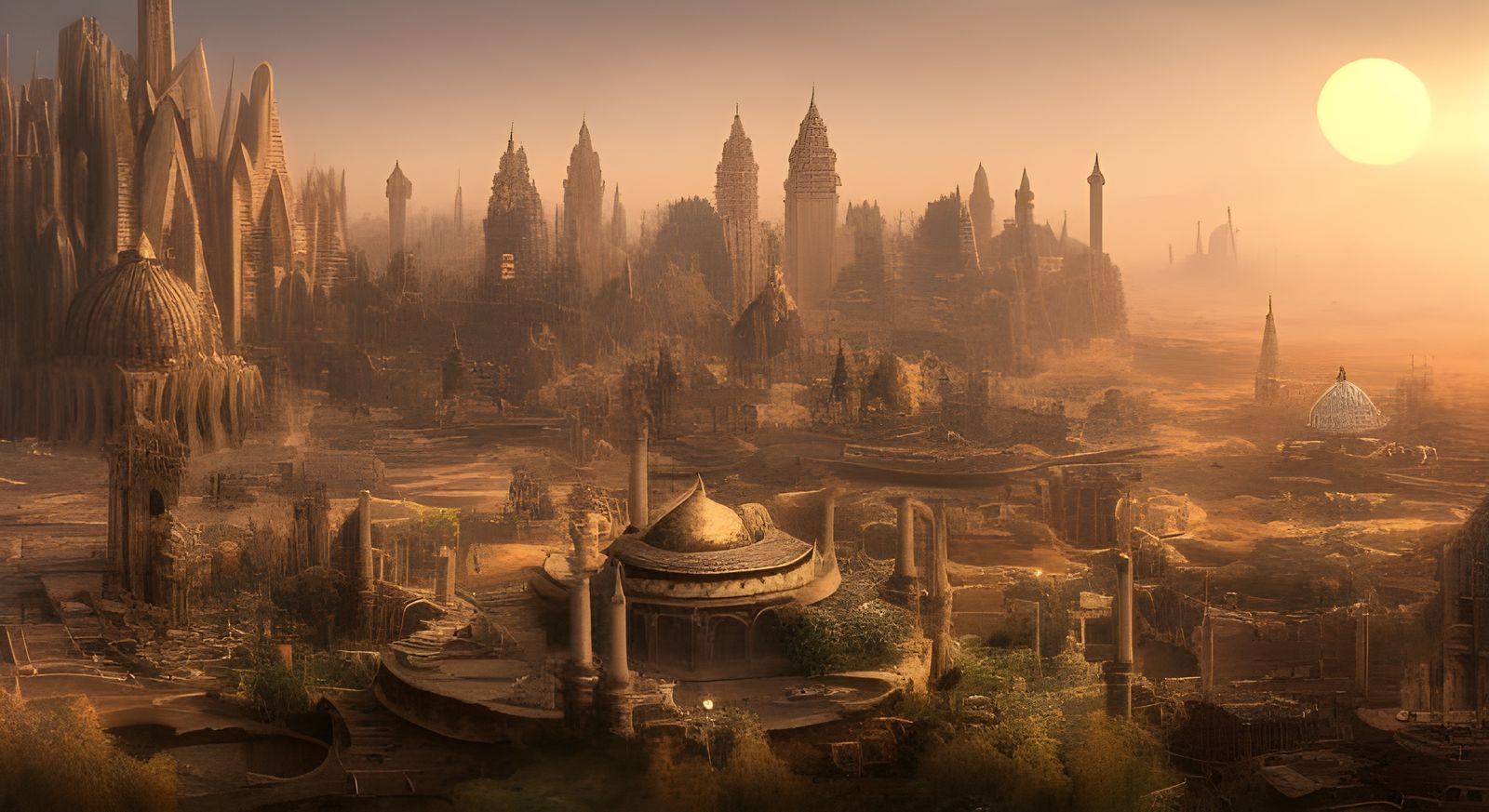 Epic Desert Oasis City in a Fantasy Style