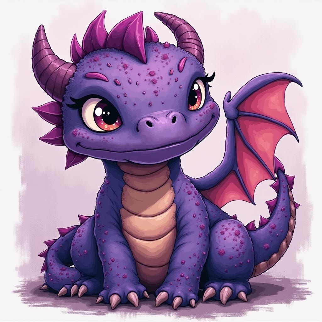 Mischievous Purple Plush Dragon on T-Shirt