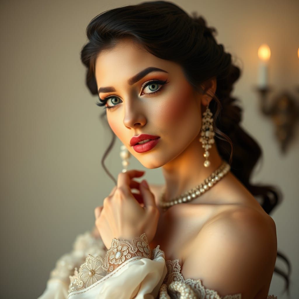 Elegant Lady Portrait in Art Nouveau Style