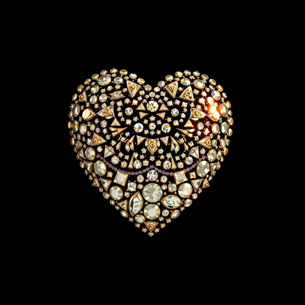Diamond Heart Mosaic in Art Nouveau Style