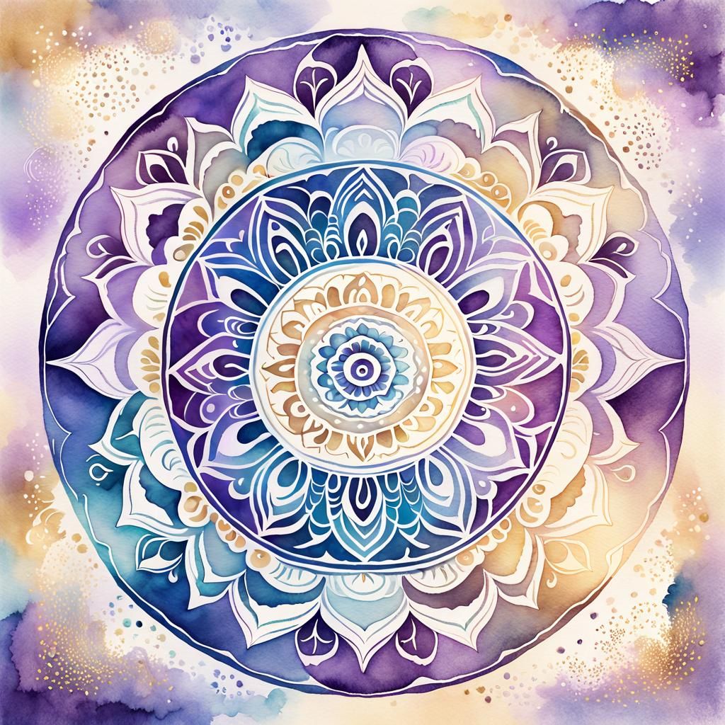 Intricate Mandala Art in Watercolor Style
