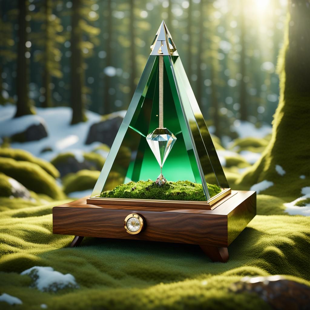 Ornate Crystal Metronome in Tundra: Luxury Rendering
