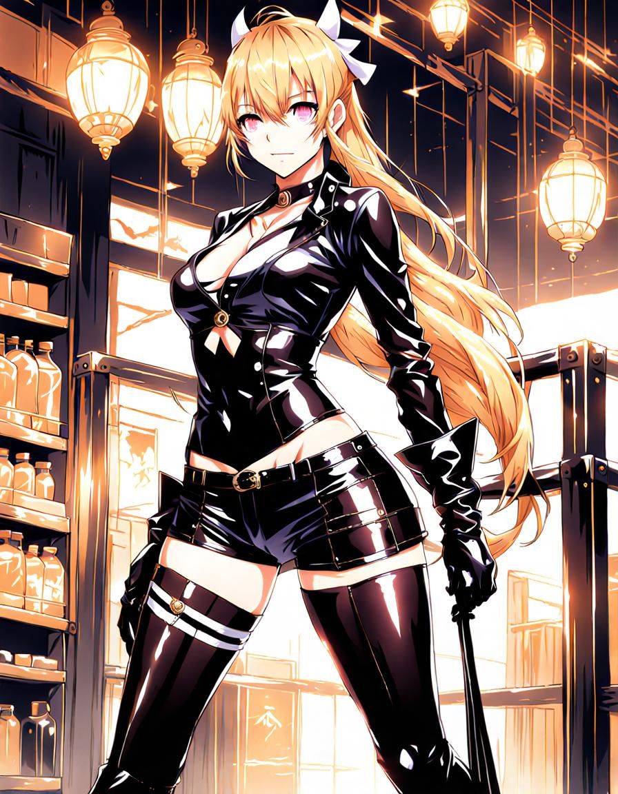 Anime Cowgirl in Latex Bikini, Manga Style