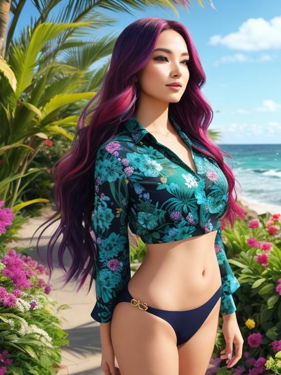 Confident young woman standing in a vibrant garden