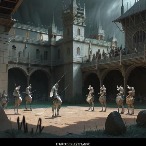 Medieval Knights Archers Competition in Hyperrealistic Style
