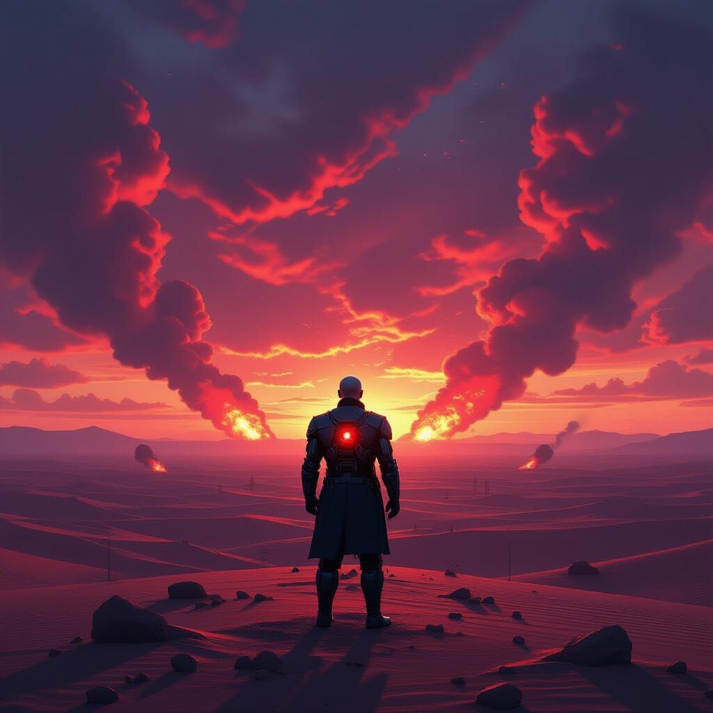 Cybernetic Putin Amidst Atomic Bomb Explosions in Dystopian ...