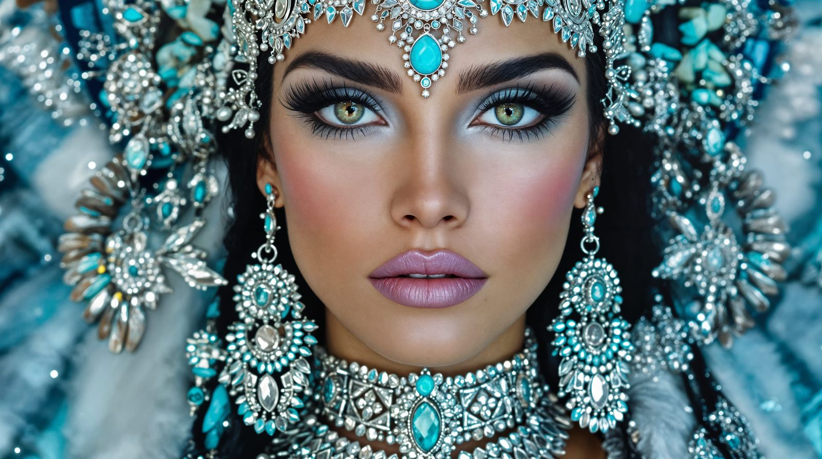 Turquoise Beauty in Closeup, Silver Accents