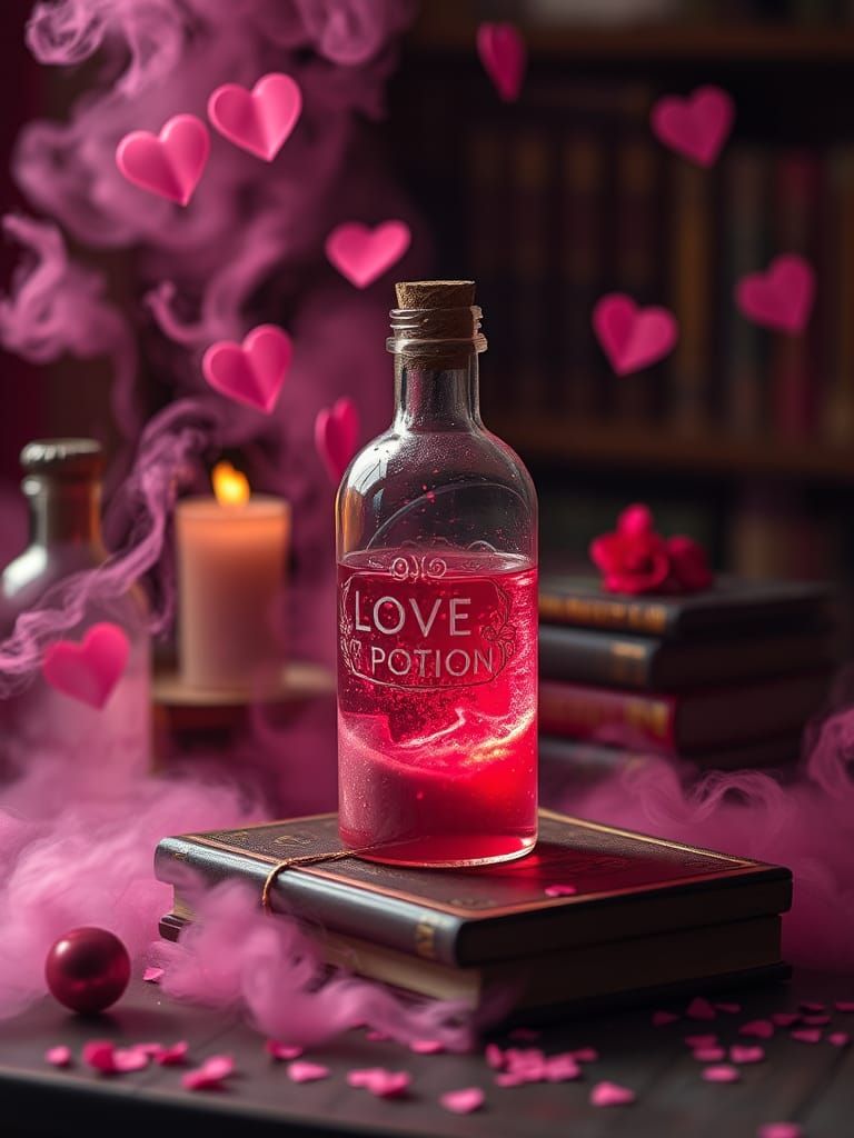 Mystic Love Potion in Pink Magical Atmosphere