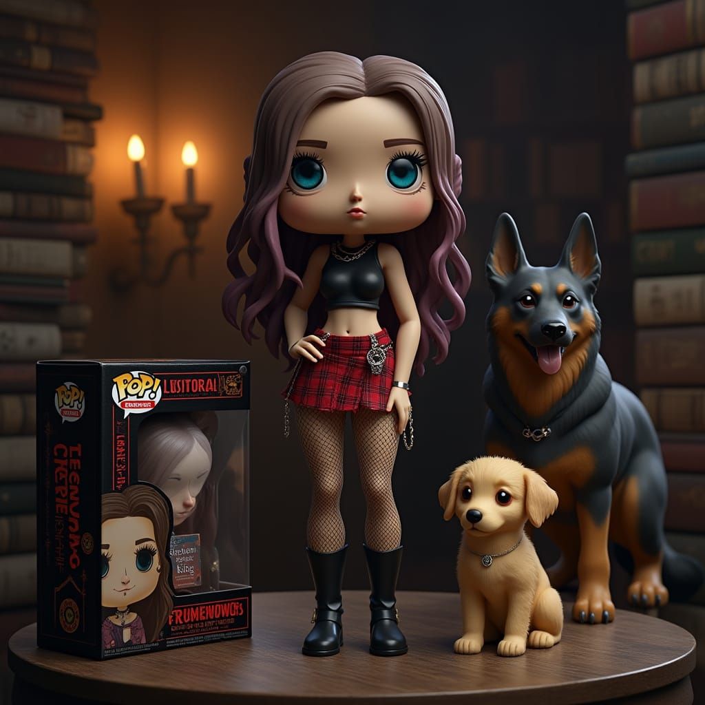 Crystal Bower Funko Pop in Horror Library Setting