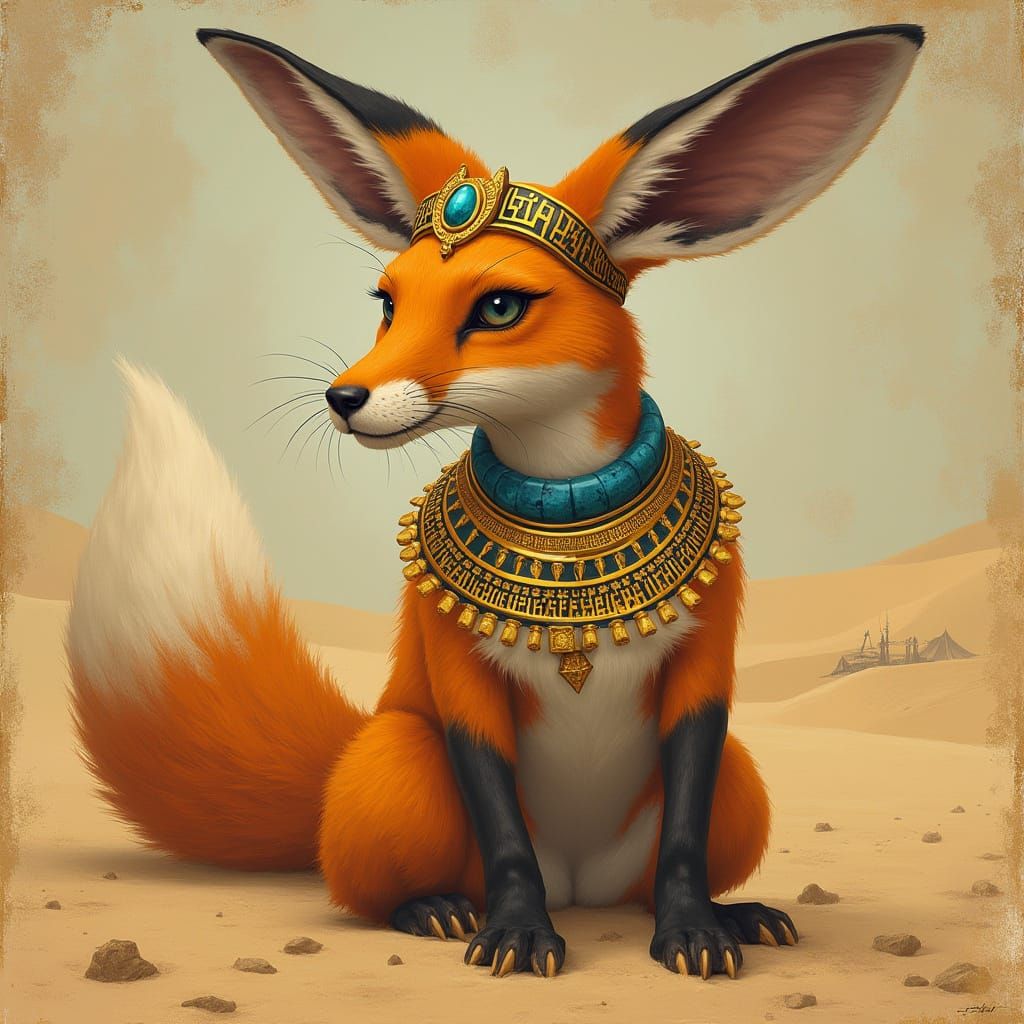 Fox-Hare Deity in Egyptian Desert Style