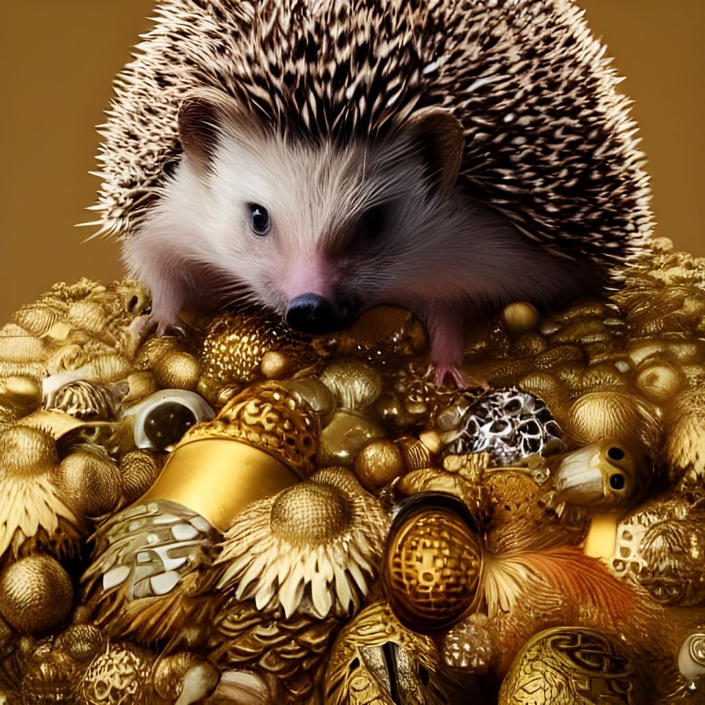 Hedgehog in Golden Fog: Ghibli-Inspired Art