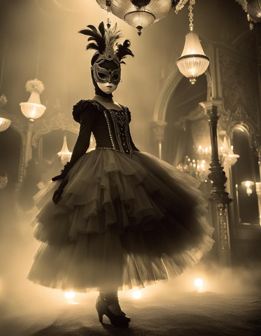 Monochrome Masquerade Ball in Ornate Setting