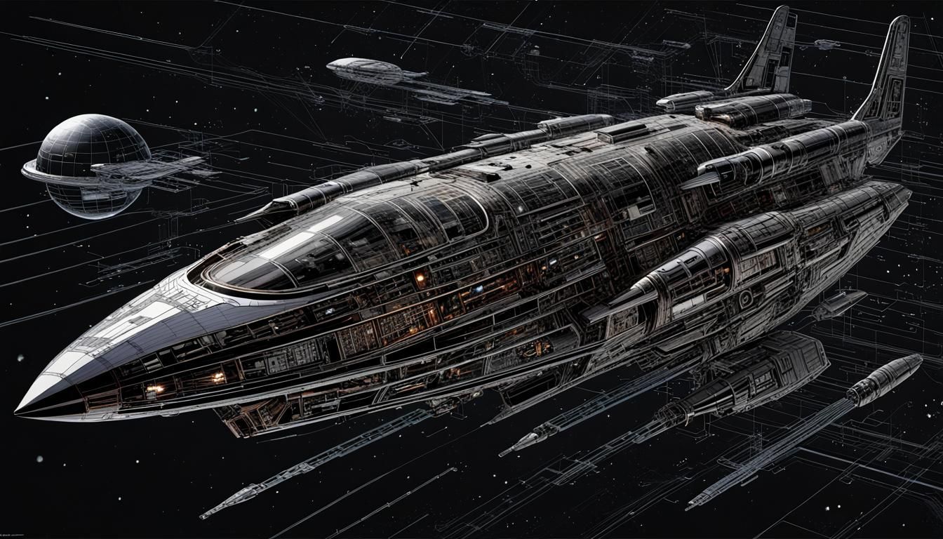 Engineering drawing, deep space transport (include annotations, pointers and specifications)