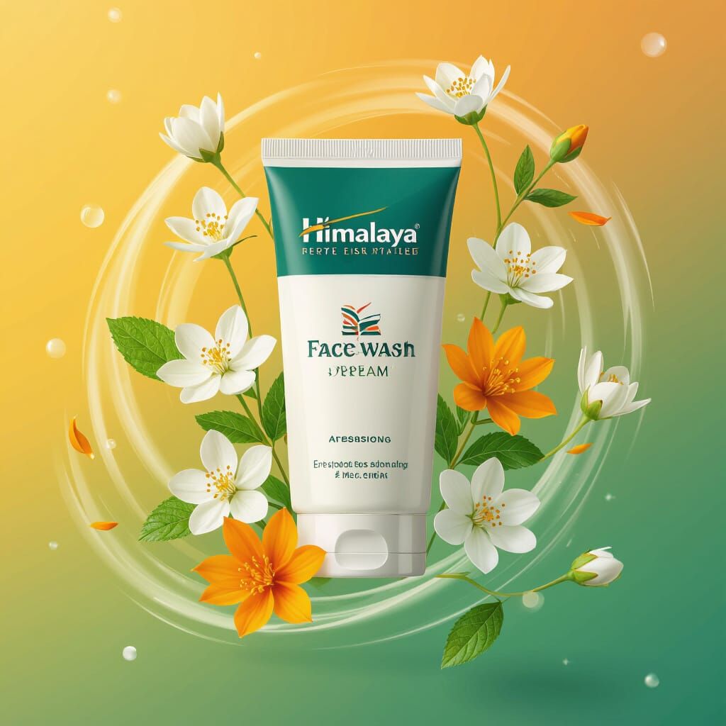 Himalaya Face Wash Banner with Mint Flowers