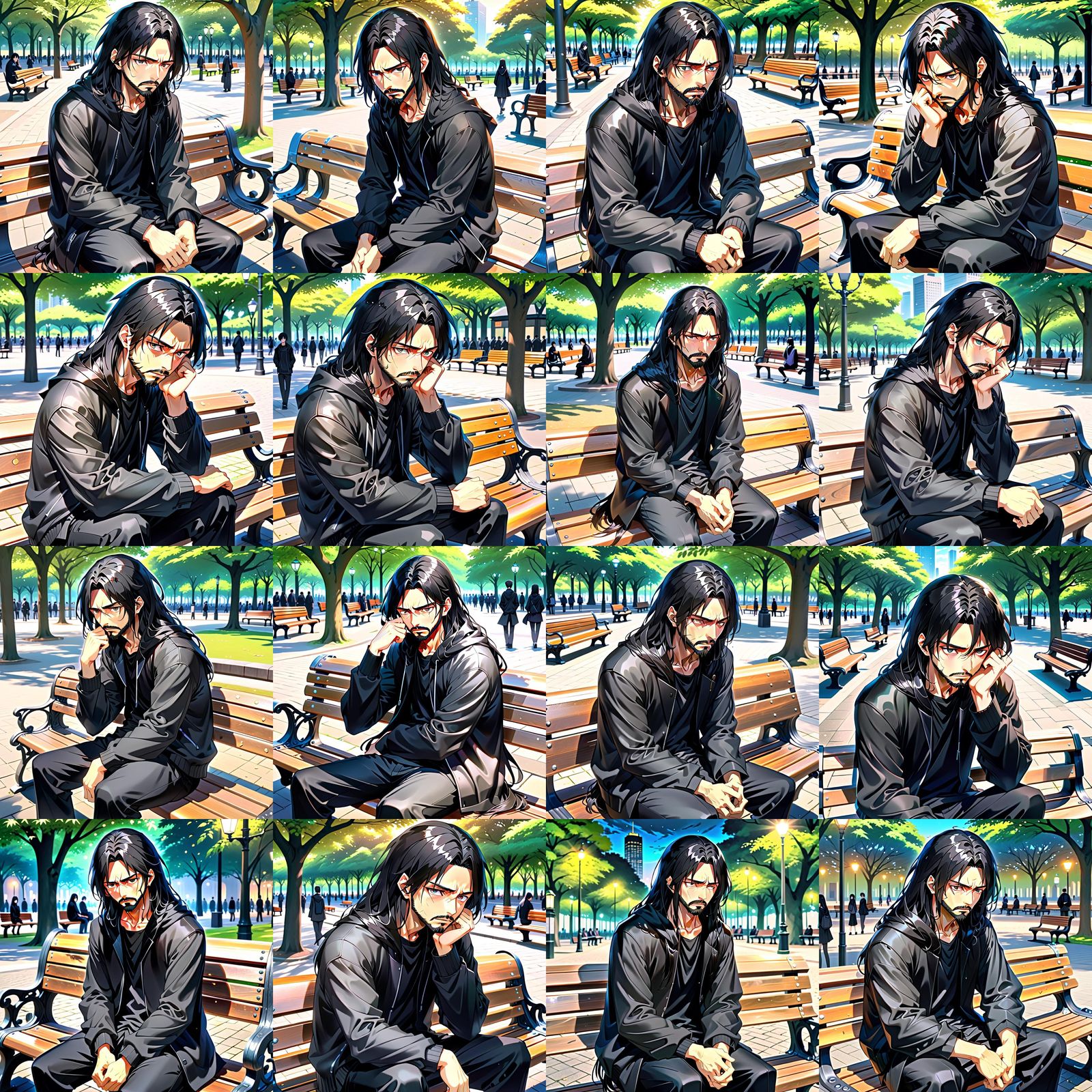 Depressed Man Portrait in Anime Style