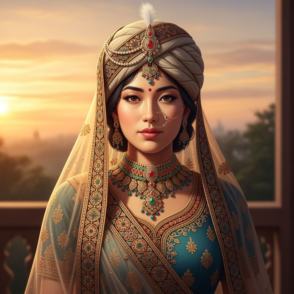 Stunning Indian Bride in Regal Attire and Veil