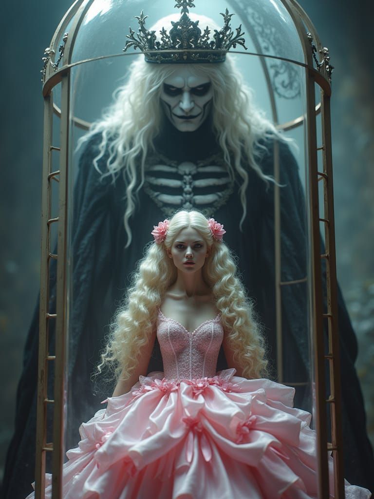 Ethereal Ghost King Longingly Gazes at Caged Bride