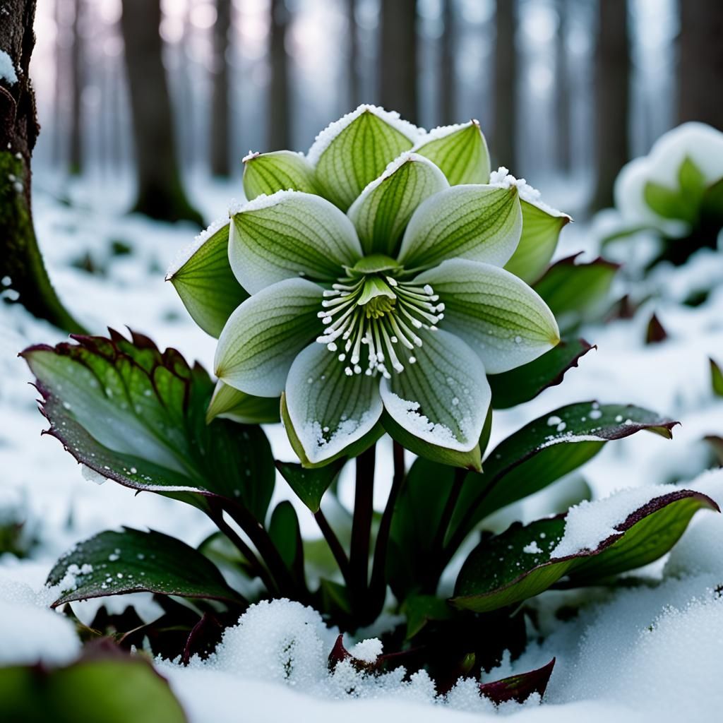 Detailed Macro Photograph of Hellebore Flower