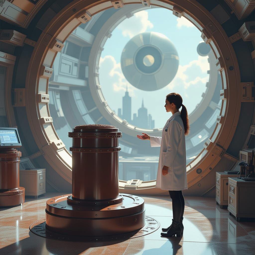 Surreal Space-Time with Rotating Cylinders, Digital Art