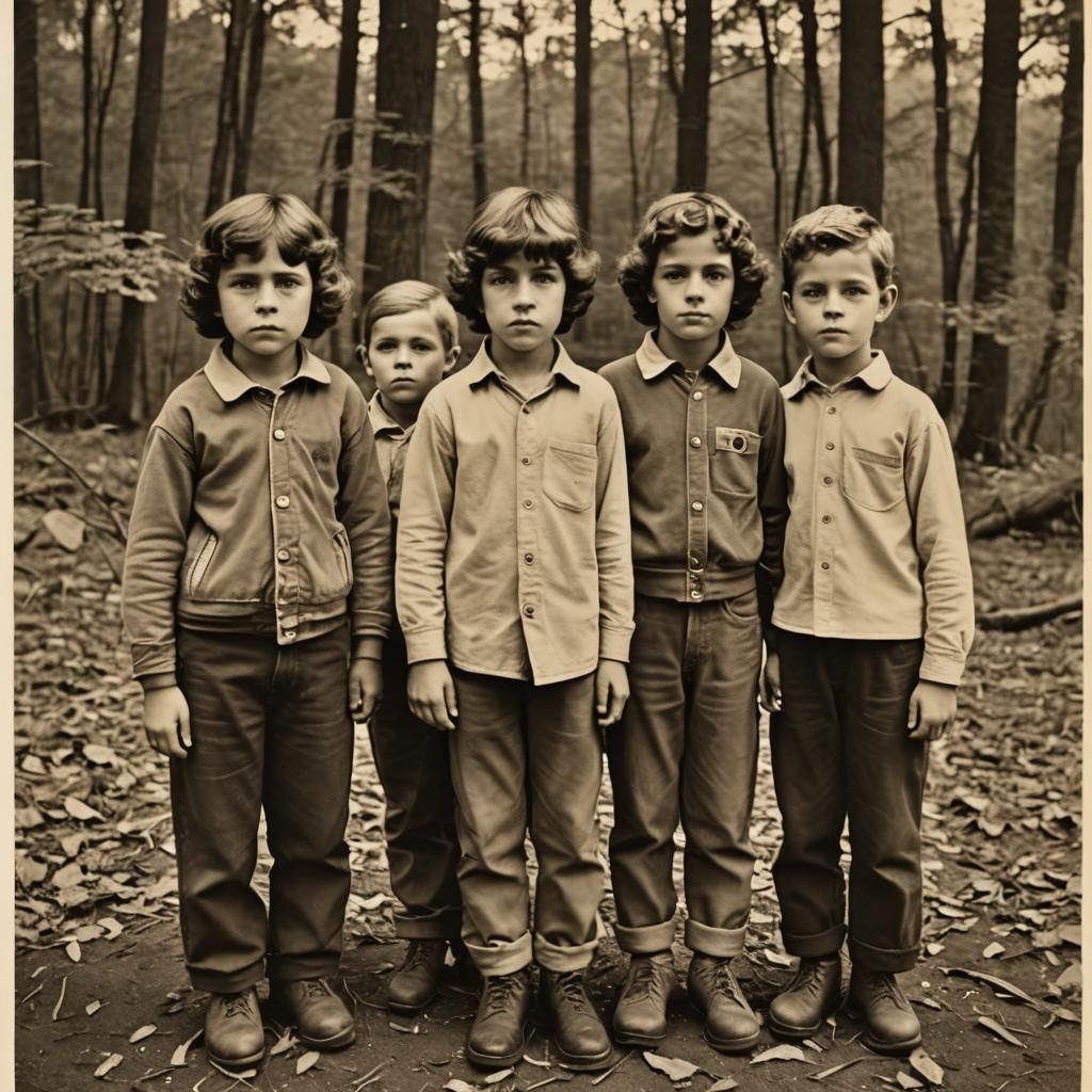 Young Children's Portrait in a Vintage Sepia Tone