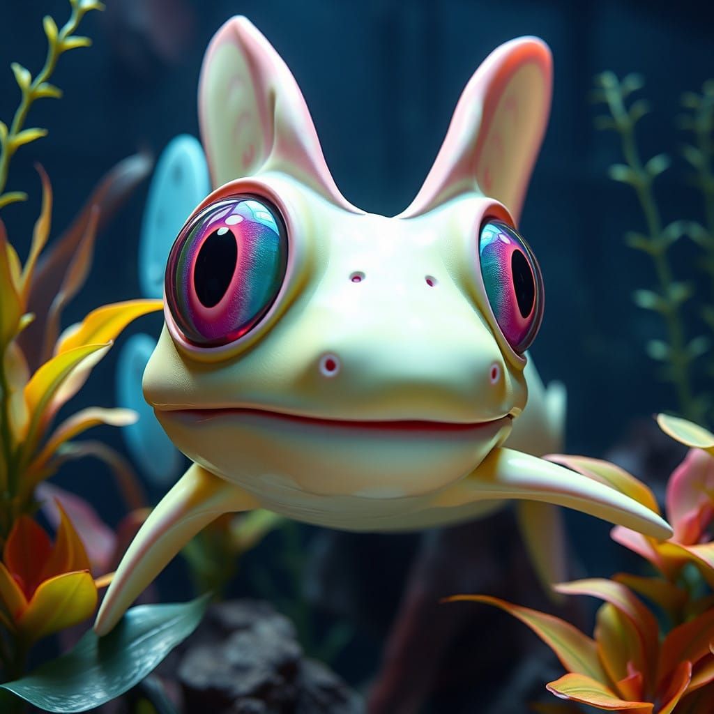 Pastel Axolotol in a Fantastical Aquatic Realm