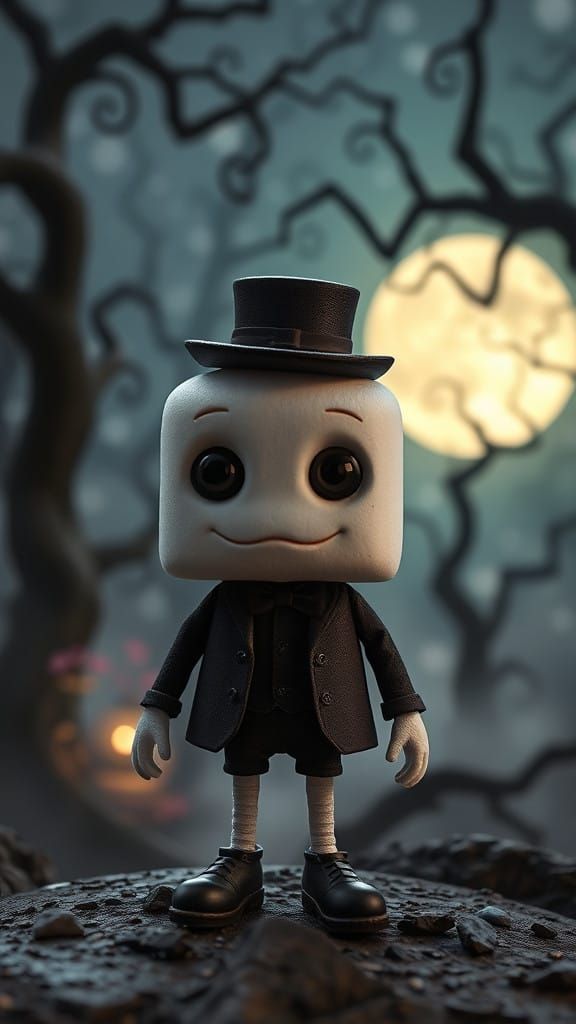 Victorian Marshmallow Enchantress Under Moonlit Forest