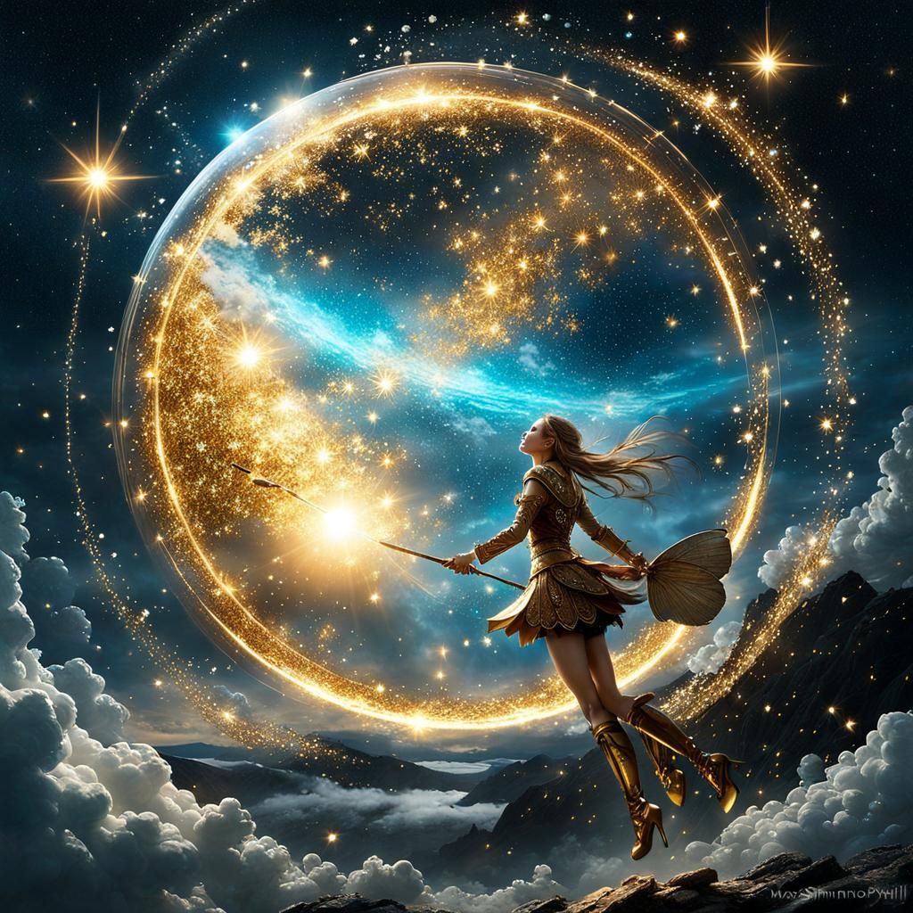 Glittering Fairy Goddess in Bioluminescent Galaxy