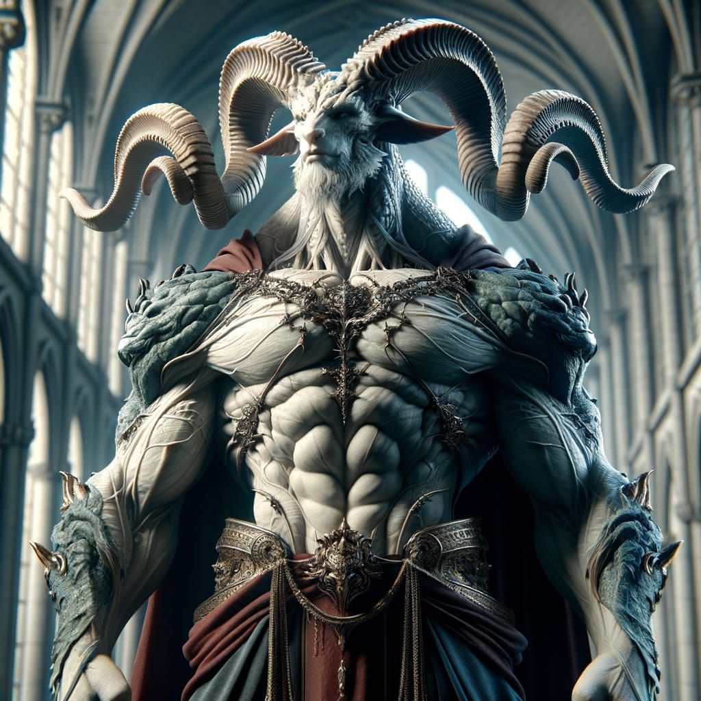 Regal Draconic Warrior in Gothic Ruins