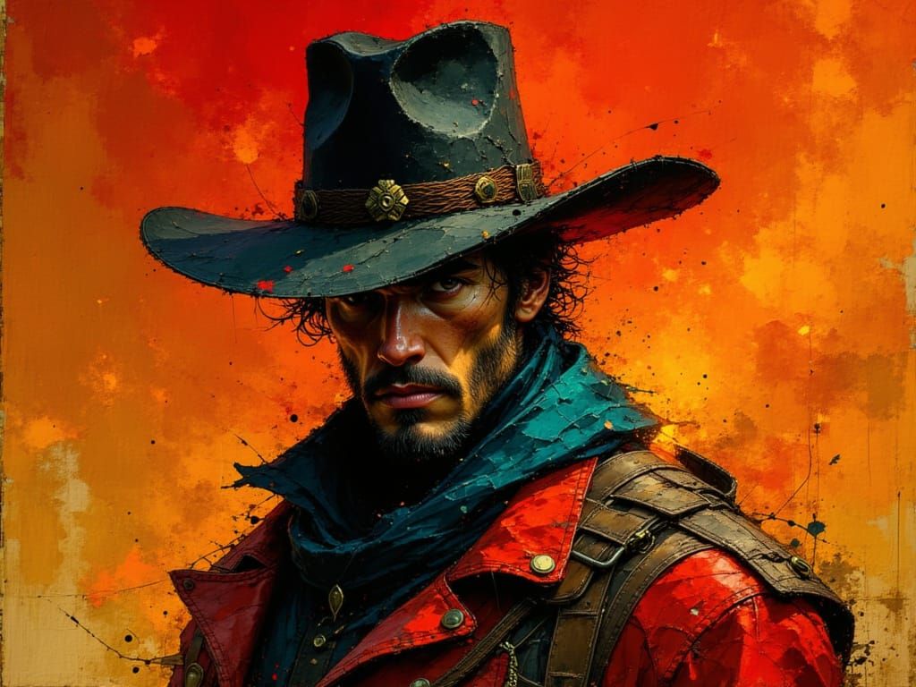Rugged Cowboy Portrait in Dark Fantasy Style