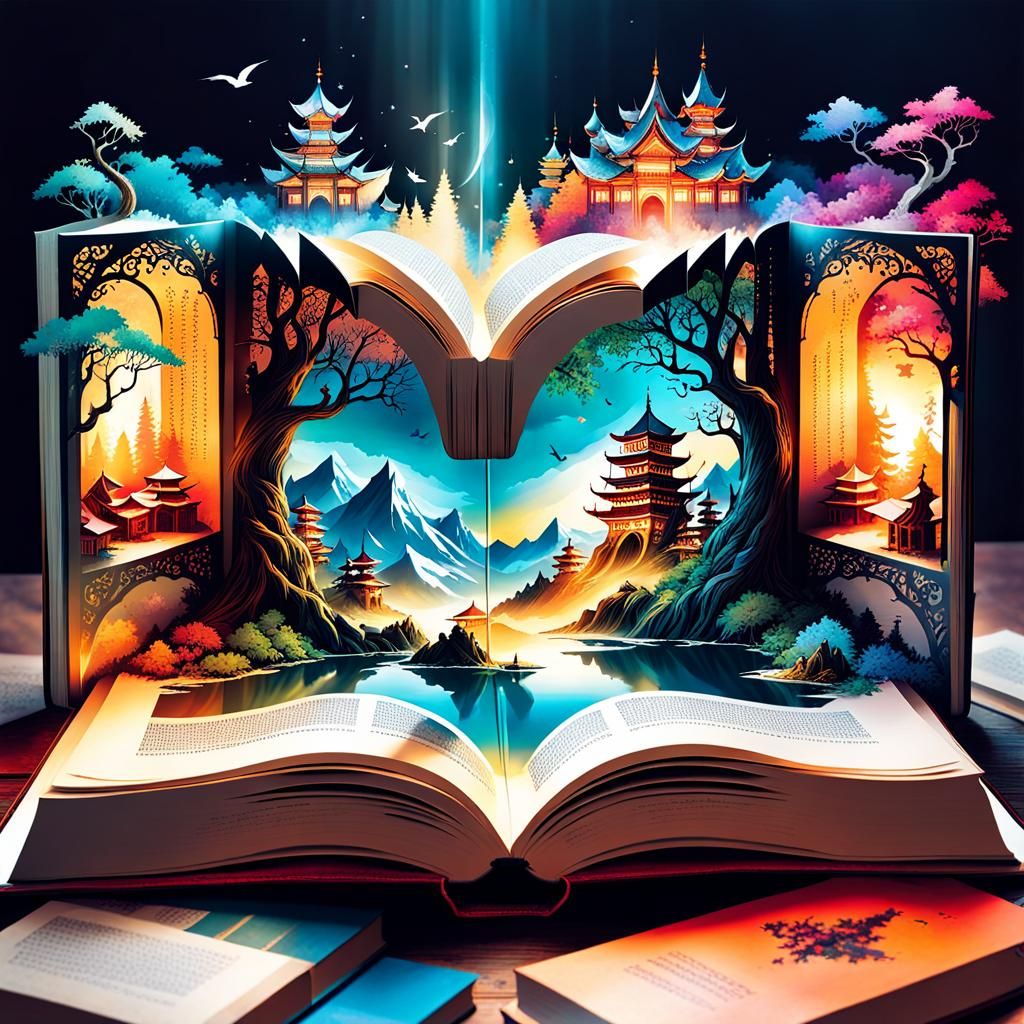 Fantasy World Emerges from Open Book