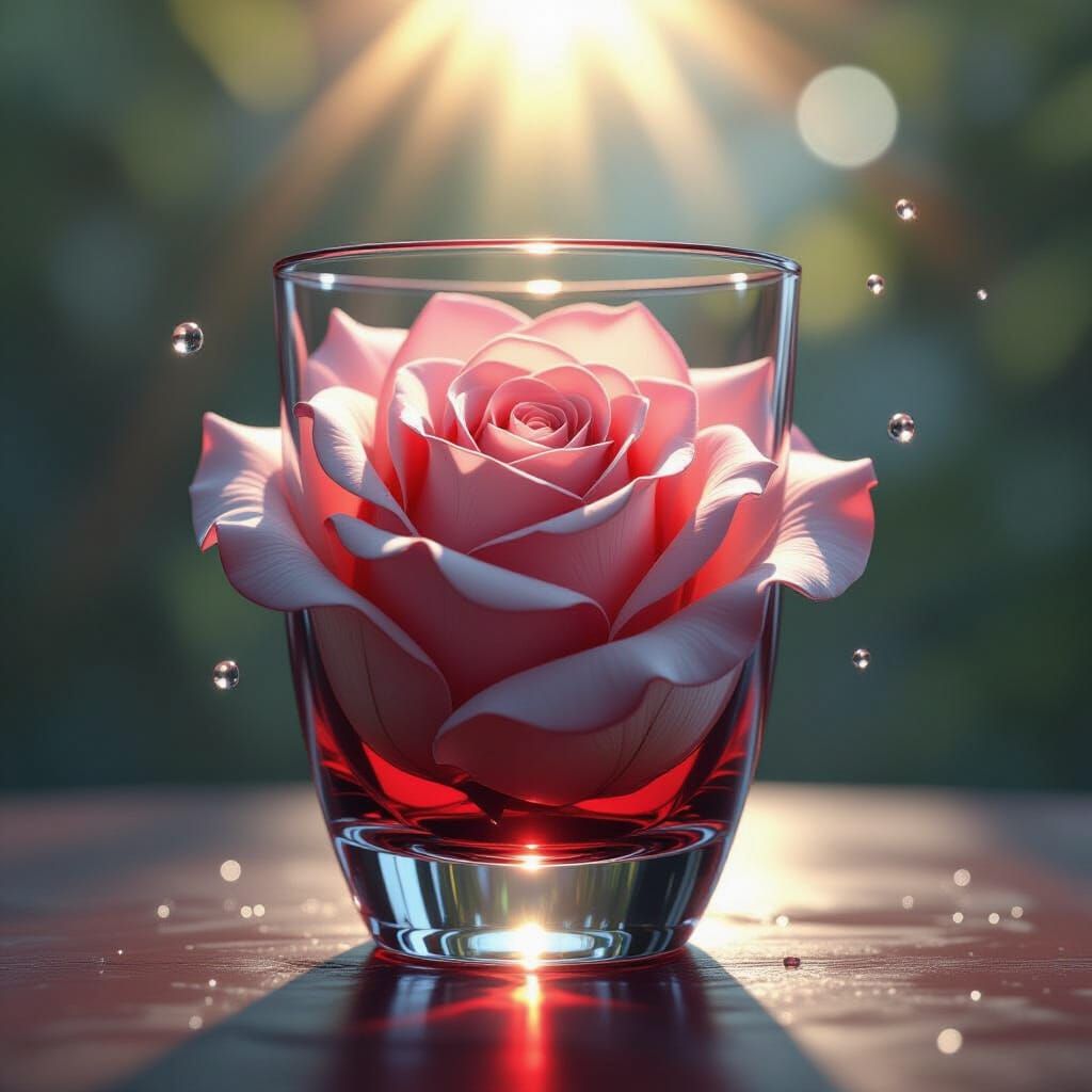 Rose-Shaped Glass Catches Sun's Rays in Fantasy Art