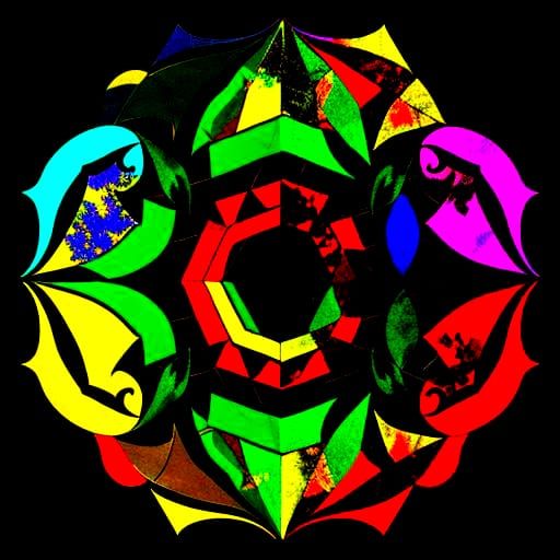 Abstract Botanical Composition with Geometric Elements