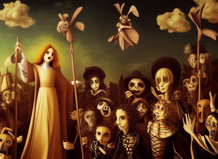 Dark Academia Chess Scene in Tim Burton Style