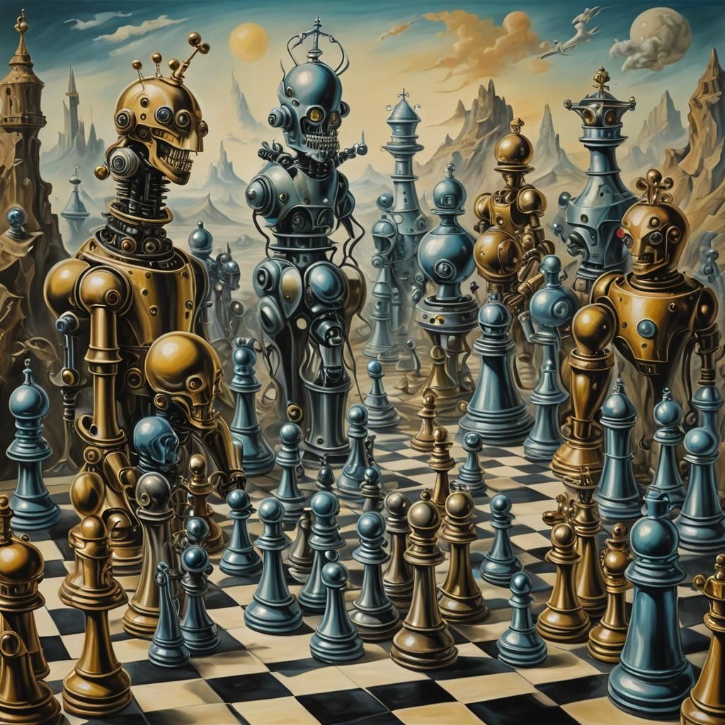 Surreal Chess World with Robots and Aliens