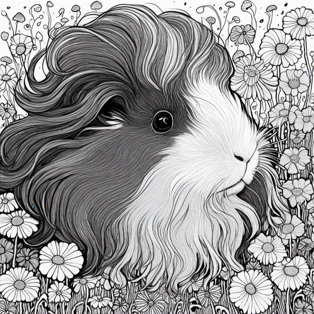 Monochromatic Doodle Art Mosaic with Fractals