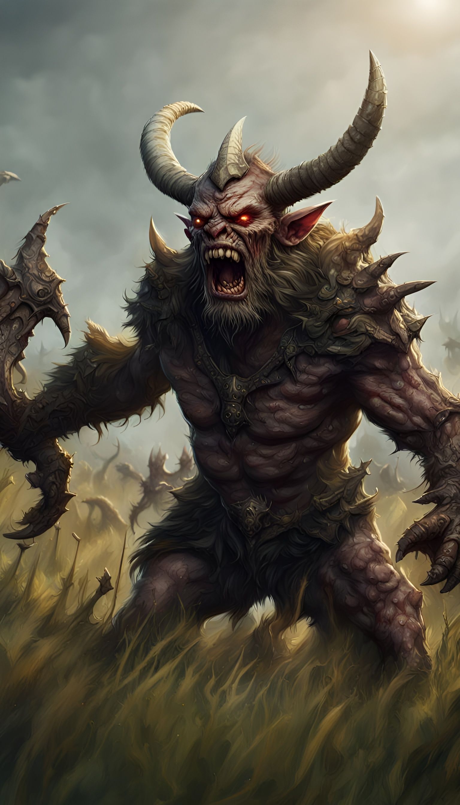 Undead Bugbear Rending Goblins: Fantasy Concept Art