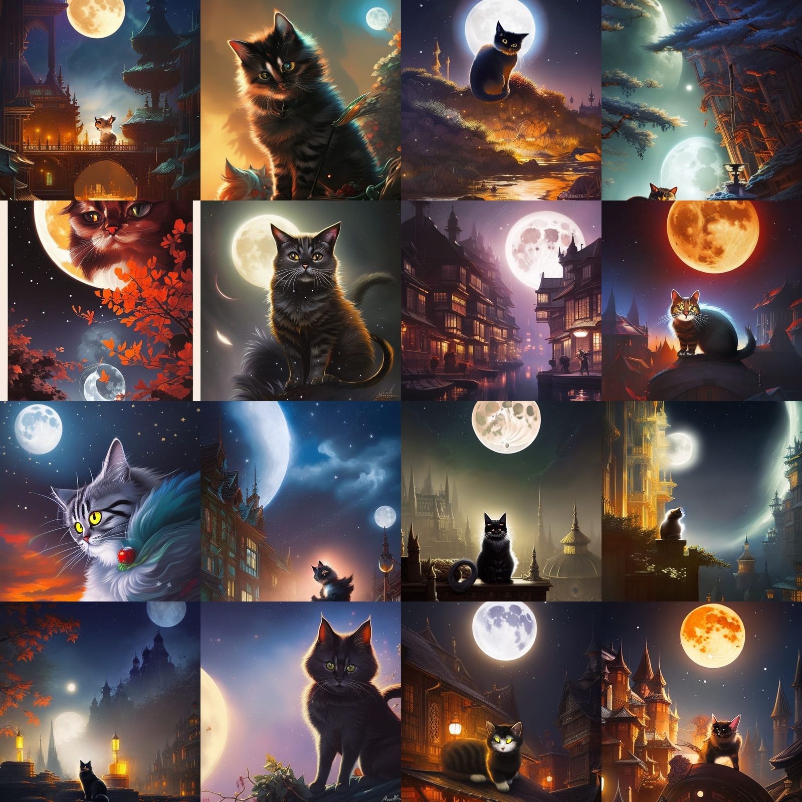 Cute Cat in Surreal Ink and Cartoon Style