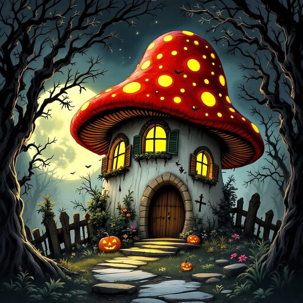 Spooky Mushroom House in Enchanted Forest