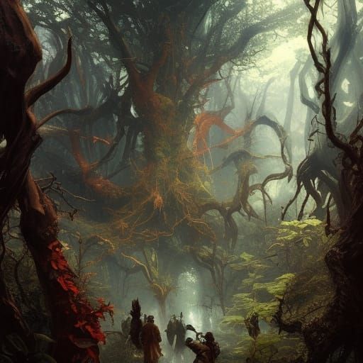 Enchanted Forest Adventure: Dark Fantasy Concept Art