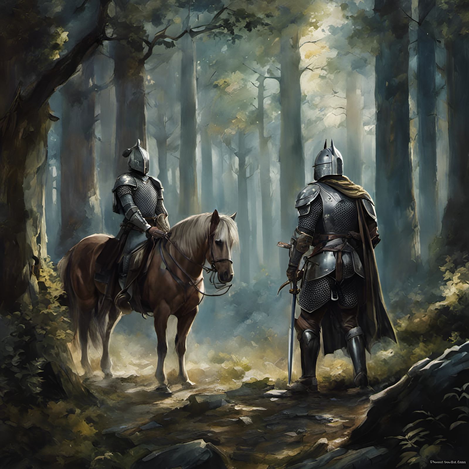 Valiant Knight's Victory: A Ghibli-esque Watercolor