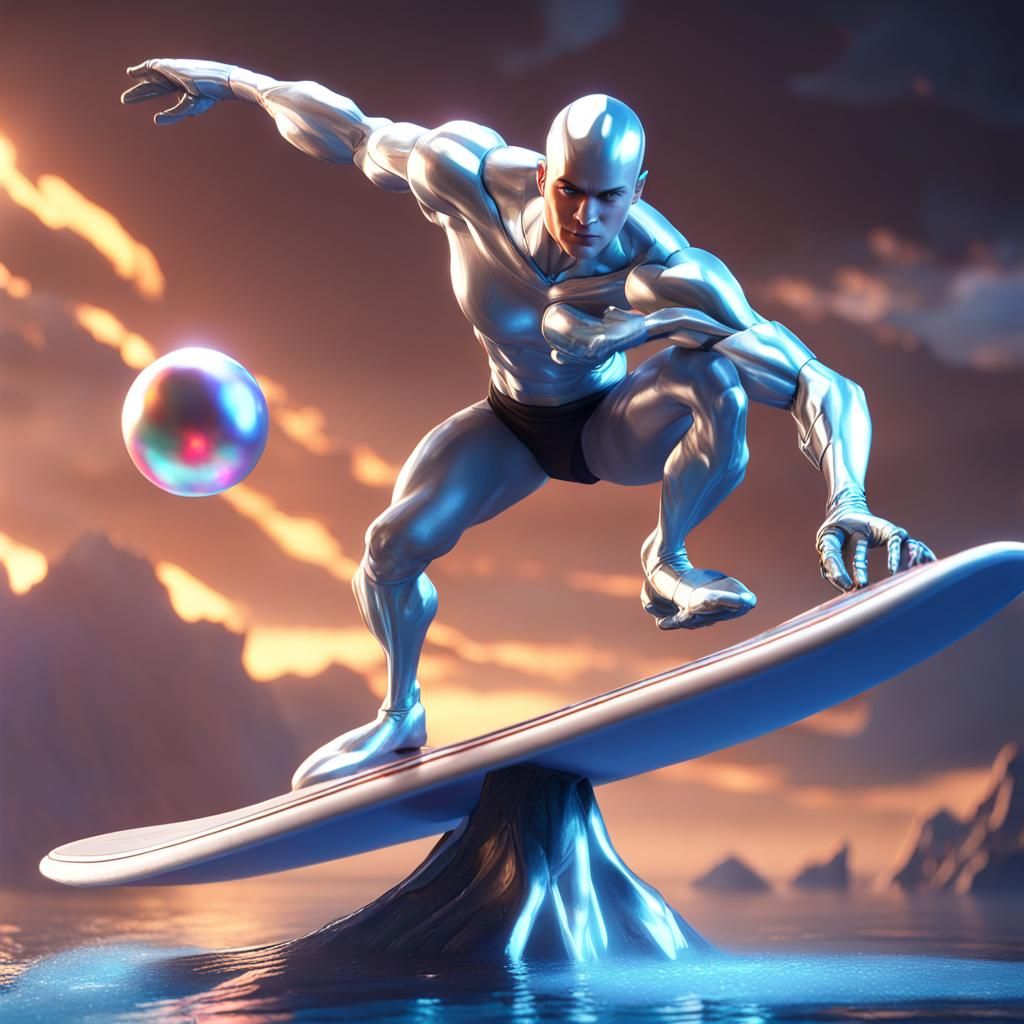 Gord as Silver Surfer in 3D Game Art Style