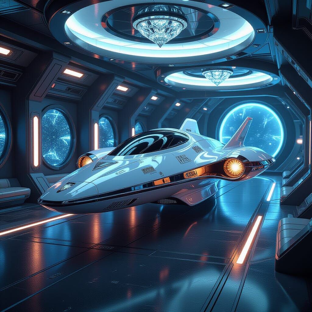 Diamond Spaceship in Futuristic Style